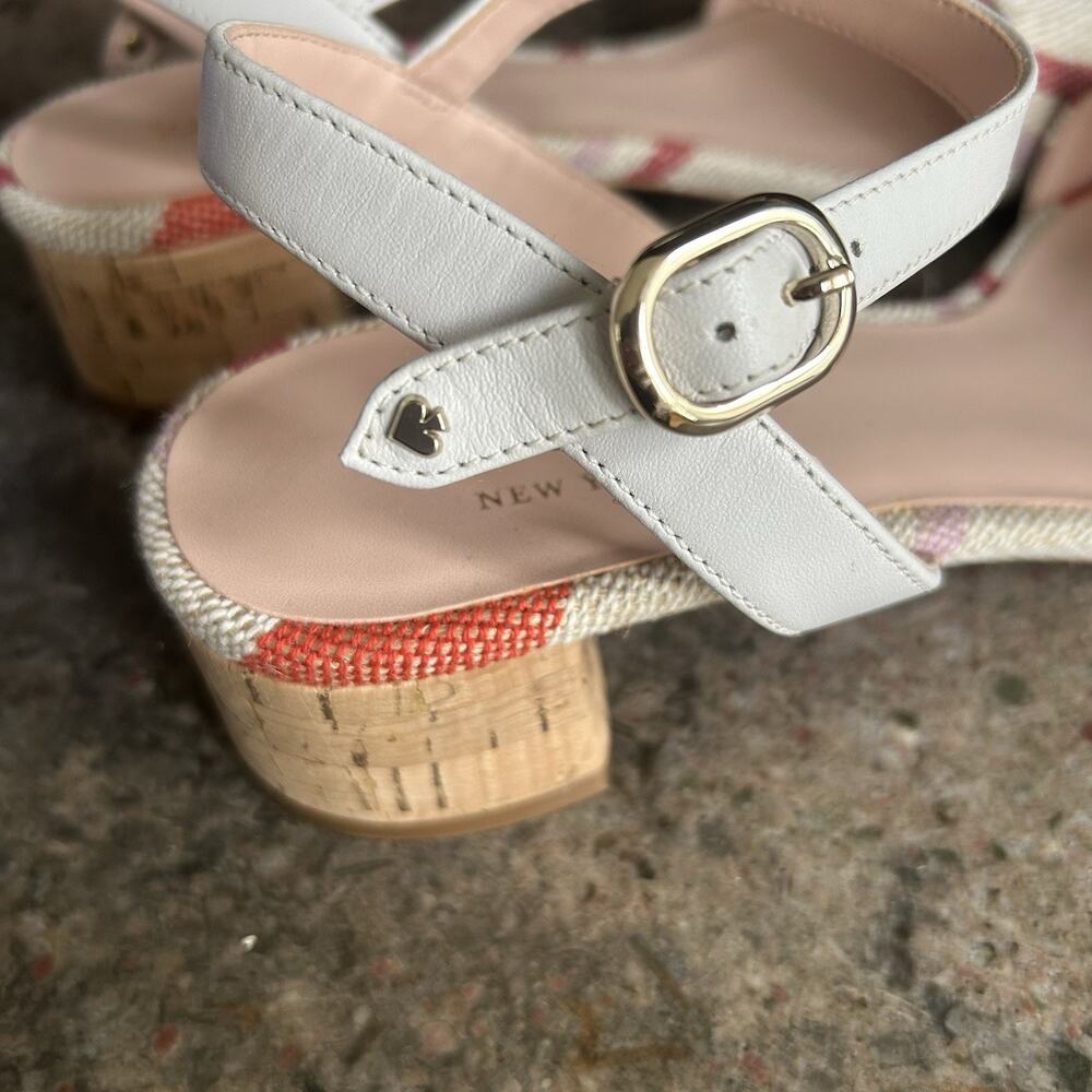 Kate Spade Lottie Pink Stripe Block Heel Sandals Women’s 8 - Picture 2 of 9